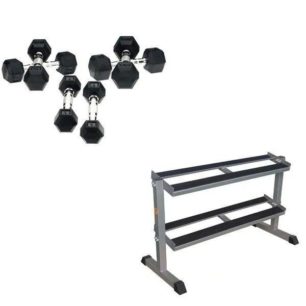 Hexa Dumbbell Set - Focus Fitness - 110 kg + Rack